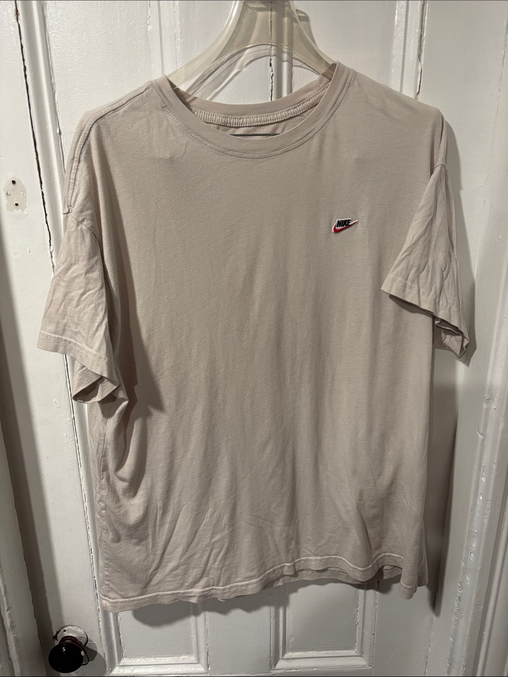 Nike Men's Light Beige Crewneck T-Shirt with Small Logo